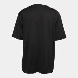 Pre Owned Fendi Black Cotton Logo Embroidered T-Shirt 2XL