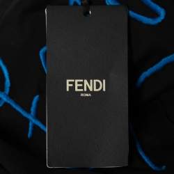 Pre Owned Fendi Black Cotton Logo Embroidered T-Shirt 2XL