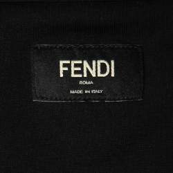 Pre Owned Fendi Black Cotton Logo Embroidered T-Shirt 2XL
