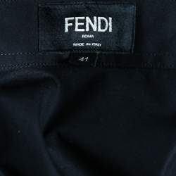 Pre Owned Fendi Black Cotton Monogram Detail Collar Shirt L