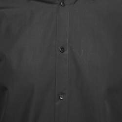 Pre Owned Fendi Black Cotton Monogram Detail Collar Shirt L