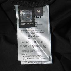 Fendi Black Cotton Logo Embroidered Crewneck T-Shirt M