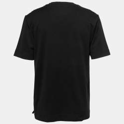 Fendi Black Cotton Logo Embroidered Crewneck T-Shirt M