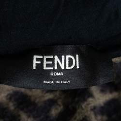 مملوكة مسبقًا Fendi Brown FF Monogram Fleece Logo Tape Trimmed Jacket L