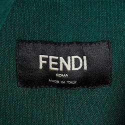مملوكة مسبقًا Fendi Green Logo Printed Knit Hoodie S