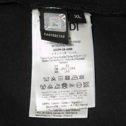 مملوكة مسبقًا Fendi Black Cotton Alcantara FF Logo Embroidered Round Neck T-Shirt XL