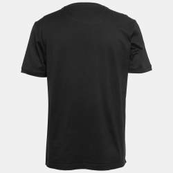 مملوكة مسبقًا Fendi Black Cotton Alcantara FF Logo Embroidered Round Neck T-Shirt XL