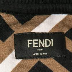 Pre Owned Fendi Brown FF Monogram Print Cotton Crewneck Sweatshirt M