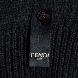 مملوكة مسبقًا Fendi Black Logo Intarsia Wool Knit Sweater XL
