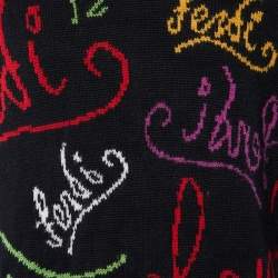 مملوكة مسبقًا Fendi Black Logo Intarsia Wool Knit Sweater XL