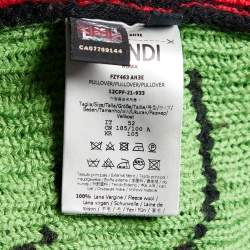 مملوكة مسبقًا Fendi Black Logo Intarsia Wool Knit Sweater XL