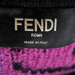مملوكة مسبقًا Fendi Black Logo Intarsia Wool Knit Sweater XL