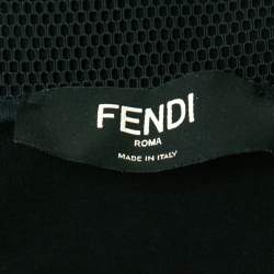 Pre Owned Fendi Black Cotton FF Mesh Paneled Zip Up Hoodie 3XL