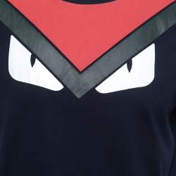 Pre Owned Fendi Navy Blue Bag Bugs Print Cotton Crew Neck T-Shirt L