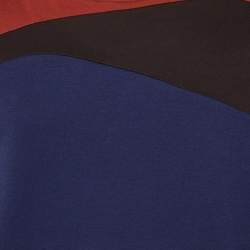Fendi Navy Blue Color Block Cotton Crew Neck T-Shirt L