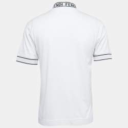 Fendi White Cotton Logo Band Collar T-Shirt XS