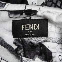 Pre Owned Fendi White Printed Cotton Crew Neck Half Sleeve T-Shirt L