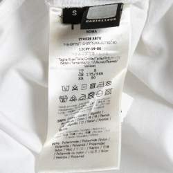 مملوكة مسبقًا Fendi White Logo Patch Detailed Cotton Crew Neck T-Shirt S