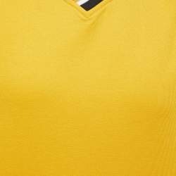 Fendi Yellow/White Knit V-Neck Half Sleeve T-Shirt L