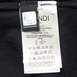 Pre Owned Fendi Black Sequined Cotton Crew Neck Half Sleeve T-Shirt XL