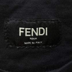 Pre Owned Fendi Black Sequined Cotton Crew Neck Half Sleeve T-Shirt XL