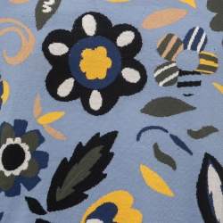 Pre Owned Fendi Blue Floral Jacquard Knit Long Sleeve Jumper L