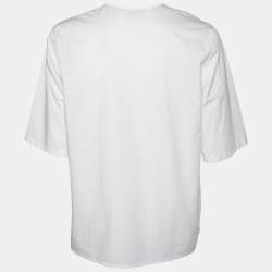 Pre Owned Fendi White Cotton Logo Pocket Detail T-Shirt L