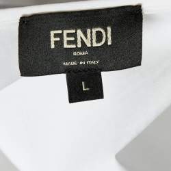 Pre Owned Fendi White Cotton Logo Pocket Detail T-Shirt L