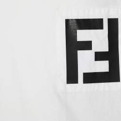 Pre Owned Fendi White Cotton Logo Pocket Detail T-Shirt L