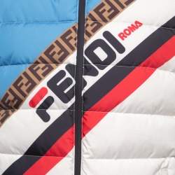 مملوكة مسبقًا Fendi White Logo Mania Synthetic Colorblock Puffer Vest M