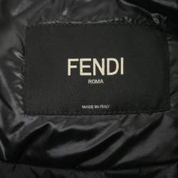 مملوكة مسبقًا Fendi Black Nylon Logo Patch Sleeveless Puffer Vest L