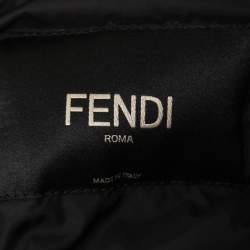 مملوكة مسبقًا Fendi Black Logo Printed Nylon Hooded Down Jacket L