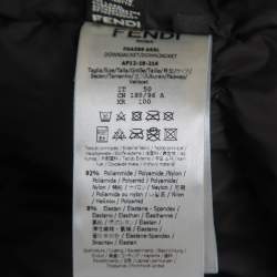 مملوكة مسبقًا Fendi Black Logo Printed Nylon Hooded Down Jacket L