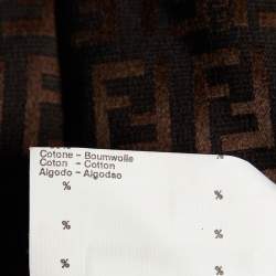 Pre Owned Fendi Jeans Vintage Brown Monogram Jacquard & Fleece Reversible Hooded Jacket XL