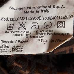 Pre Owned Fendi Jeans Vintage Brown Monogram Jacquard & Fleece Reversible Hooded Jacket XL