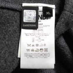 مملوكة مسبقًا Fendi Grey Cashmere Blend Logo Tape Detail Hoodie XL