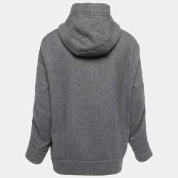 مملوكة مسبقًا Fendi Grey Cashmere Blend Logo Tape Detail Hoodie XL