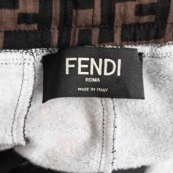 Fendi Brown Zucca Monogram Multicolor Stripe Detail Joggers XL
