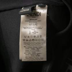 Pre Owned Fendi Black Logo Monogram velour Knit Hooded Sweatshirt XL