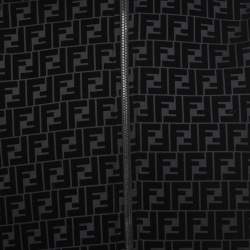 Pre Owned Fendi Black Logo Monogram velour Knit Hooded Sweatshirt XL