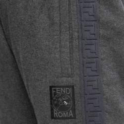 Fendi Grey Cashmere Blend Logo Strip Detail Pants L