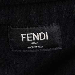 Pre Owned Fendi Black Jersey Knit Logo Fleece Logo Detail Jacket 3XL