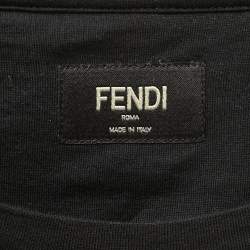 Fendi Black Cotton Spiked Eye Detail Crew Neck Half Sleeve T-Shirt 3XL