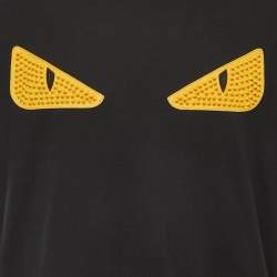 Fendi Black Cotton Spiked Eye Detail Crew Neck Half Sleeve T-Shirt 3XL