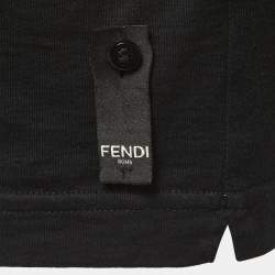Fendi Black Cotton Spiked Eye Detail Crew Neck Half Sleeve T-Shirt 3XL