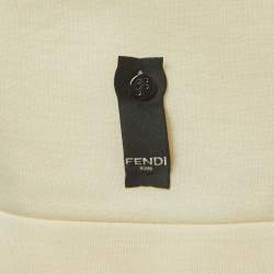 Fendi Light Yellow Frog Embroidered Knit Crew Neck Sweatshirt M