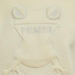 Fendi Light Yellow Frog Embroidered Knit Crew Neck Sweatshirt M