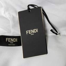 Pre Owned Fendi White FF Embroidered Jersey Knit Zip-Up Jacket S