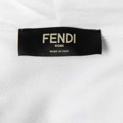 Pre Owned Fendi White FF Embroidered Jersey Knit Zip-Up Jacket S