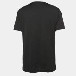 Fendi Black Cotton Applique Detailed Half Sleeve T-Shirt XXL